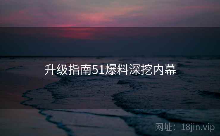 升级指南51爆料深挖内幕